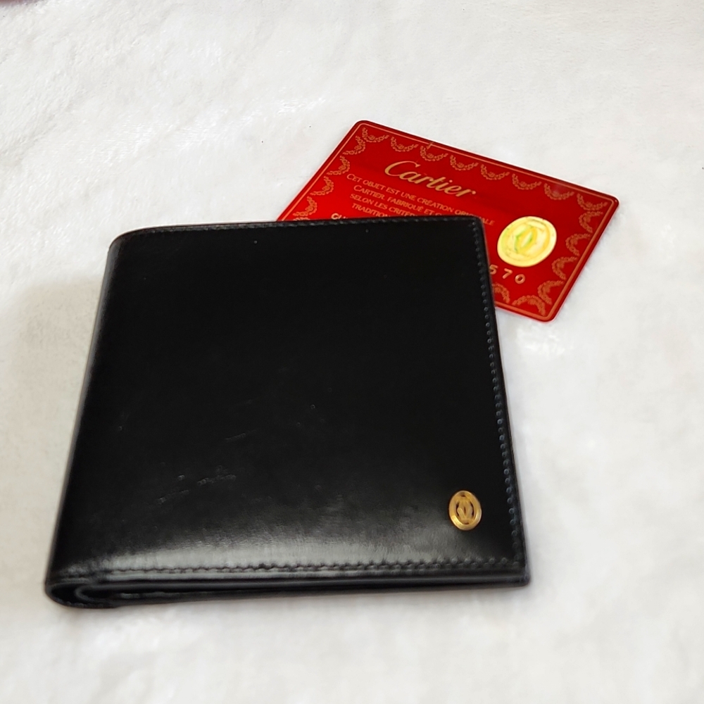 Cartier Bifold Wallet with COA, Black Pasha Line